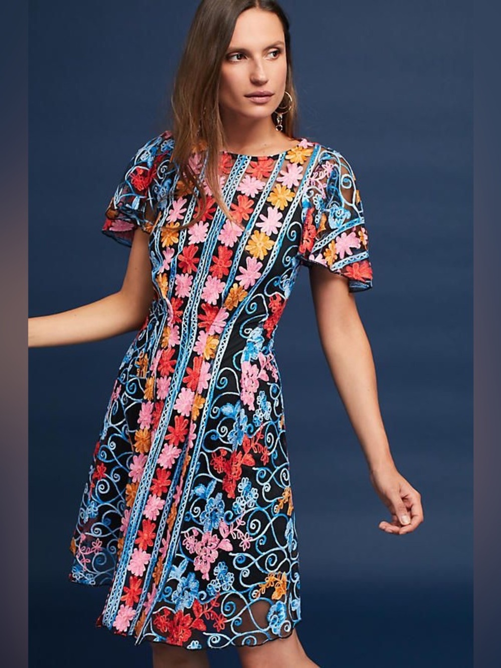 Anthropologie Eva Franco Ferrah Embroidered Dress